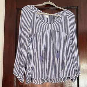 NWOT White & Blue striped, long sleeves. Sz S.